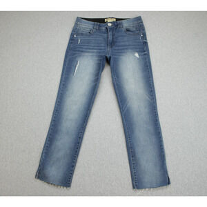 Democracy Jeans Womens 8 Blue Cotton Blend Stretch Raw Hem Ankle Ab Technology